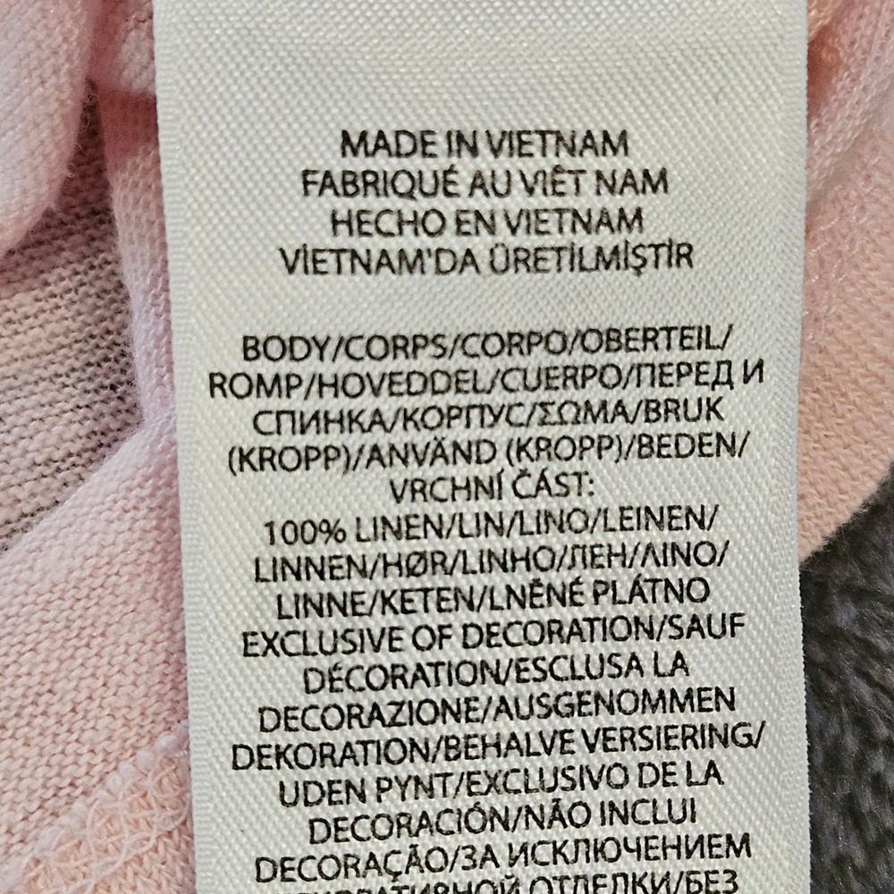 Polo Ralph Lauren Pink 100% Linen V-Neck T-Shirt Womens Large Slub Knit Tee - Picture 6 of 7